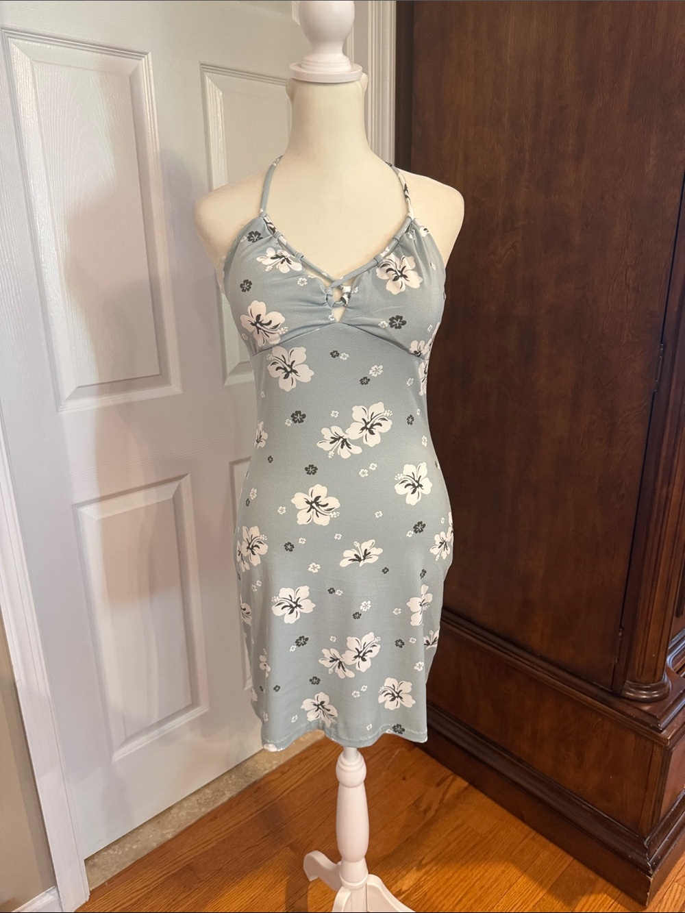 No Boundaries Light Sage Green Floral Mini Dress